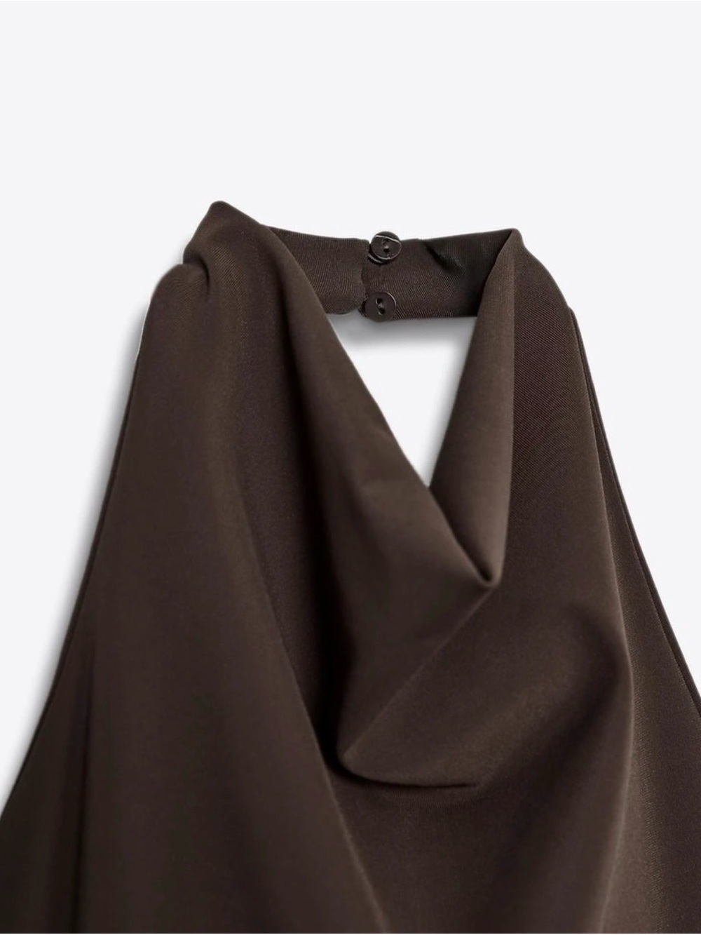 Zara Dark Brown Halter Maxi Dress with Sheer Skirt - Picture 5 of 14